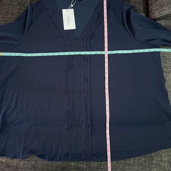 Bloomchic Navy chiffon Tunic With Front Pleating - Picture 8 of 13